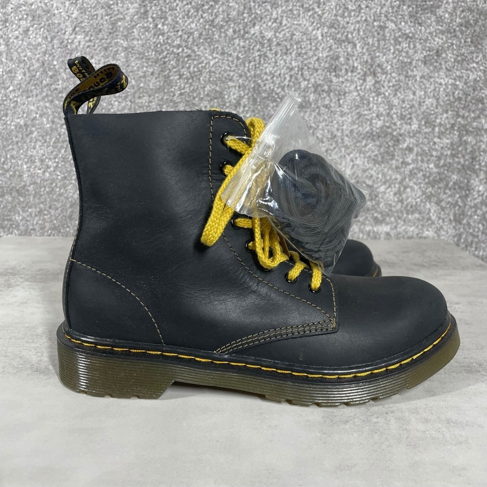 Dr Martens Boots Womens 5 Mens 4 1460 Pascal J Combat Leather Yellow Stitching - Picture 7 of 10